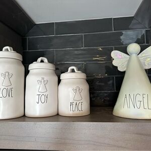 Rae Dunn White Angel and Canister Set